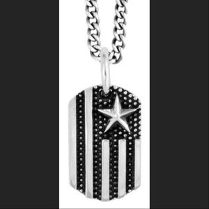King Baby Silver American Flag Dog Tag Necklace